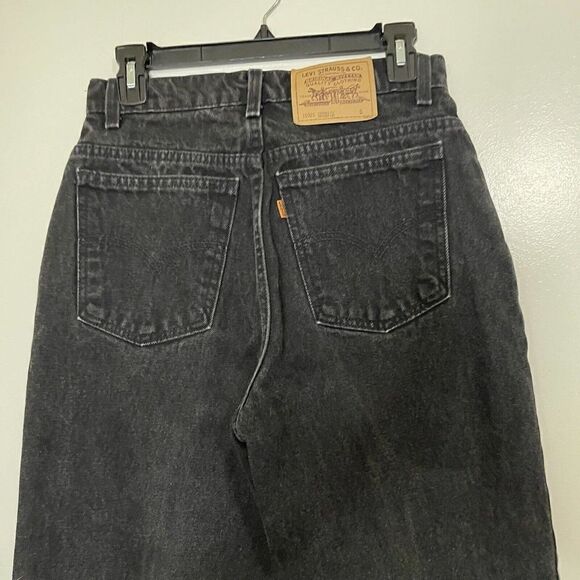 Vintage Levi's Orange tab tapered High waist black jeans 90s SZ 10short 15921 - Picture 7 of 7